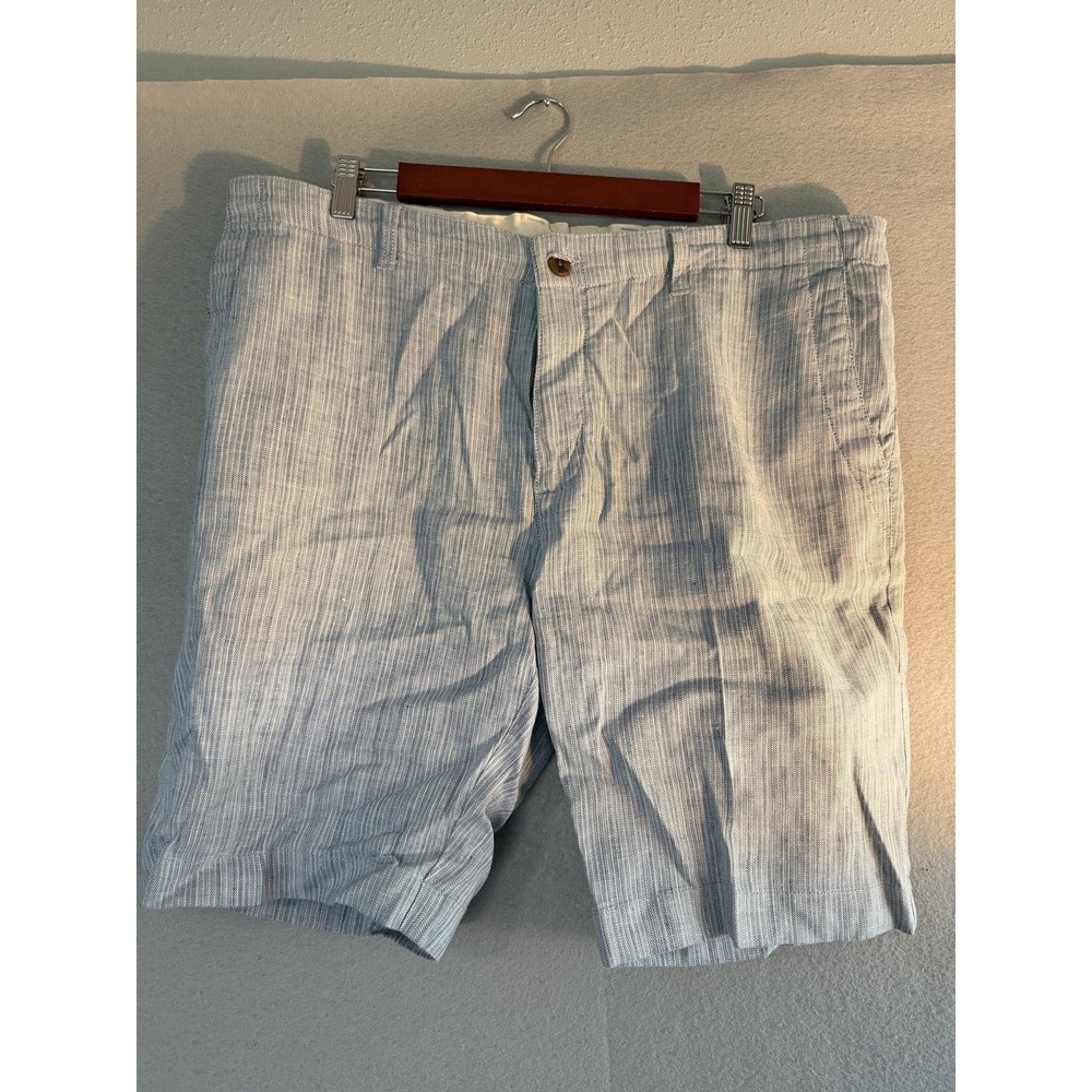 Tommy Bahama Chino Shorts Mens XL Gray Linen Blend Herringbone 10" Inseam Casual